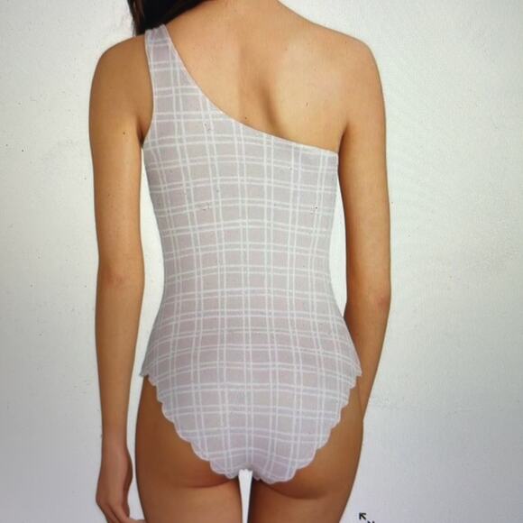NWT Daniel Cremieux Tattersall Scallop One Shoulder One Piece Swimsuit - Picture 2 of 12